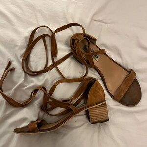 Steve Madden Tan Suede Lace-Up Sandals